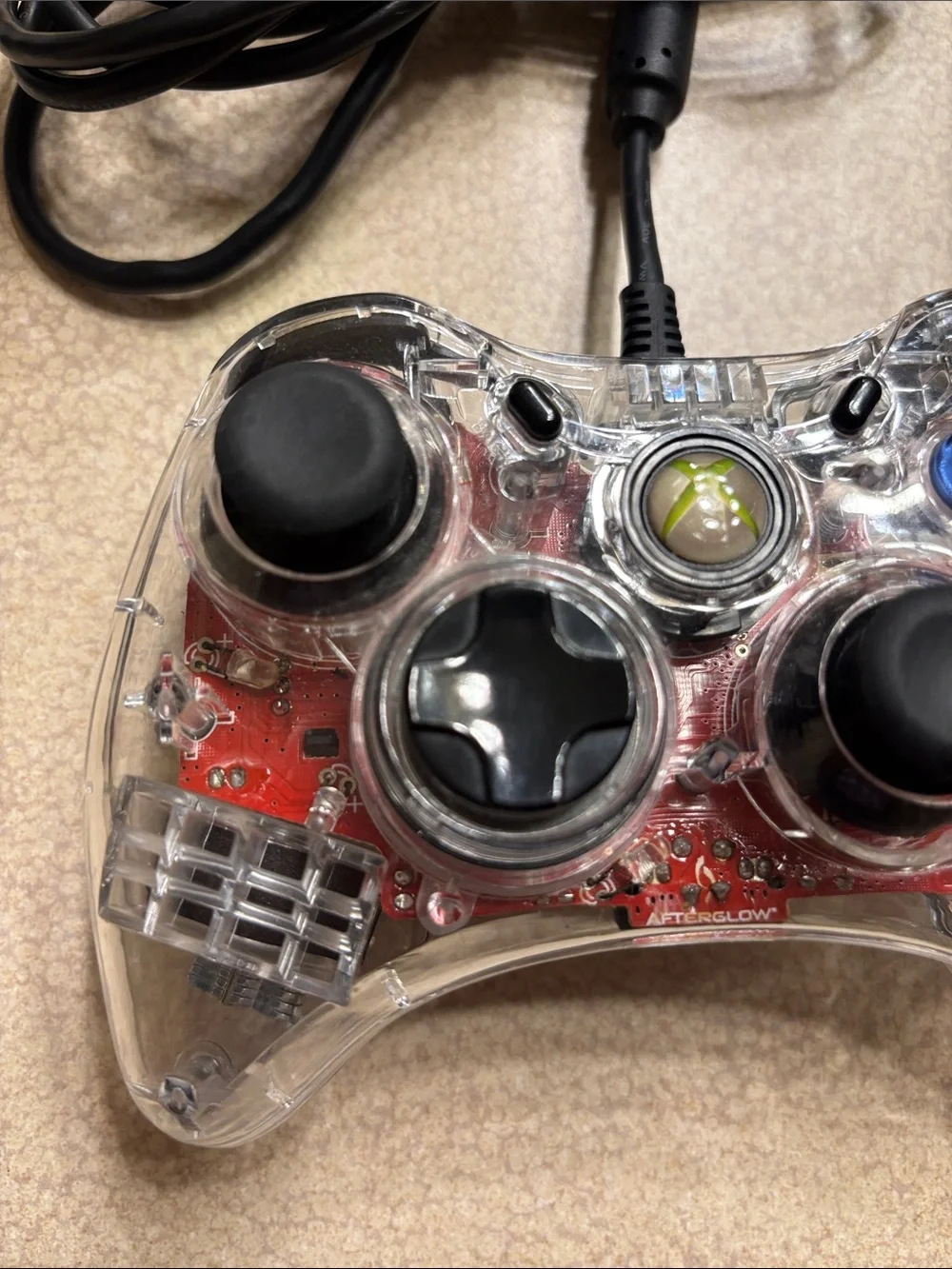 Xbox Afterglow Clear Wired Game Controller - Black/Red
